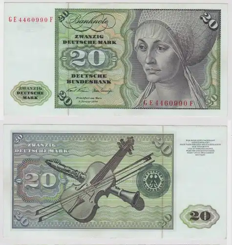 T147812 Banknote 20 DM Deutsche Mark Ro. 271b Schein 2.Jan. 1970 KN GE 4460990 F