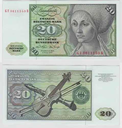 T147811 Banknote 20 DM Deutsche Mark Ro. 271b Schein 2.Jan. 1970 KN GF 3611153 B