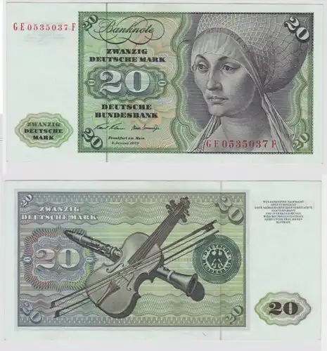 T147810 Banknote 20 DM Deutsche Mark Ro. 271b Schein 2.Jan. 1970 KN GE 0535037 F