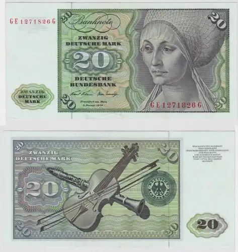T147809 Banknote 20 DM Deutsche Mark Ro. 271b Schein 2.Jan. 1970 KN GE 1271826 G