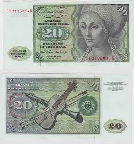 T147808 Banknote 20 DM Deutsche Mark Ro. 271b Schein 2.Jan. 1970 KN GE 2105335 K