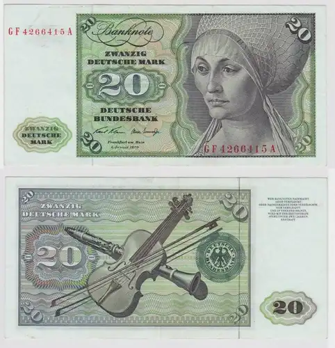 T147807 Banknote 20 DM Deutsche Mark Ro. 271b Schein 2.Jan. 1970 KN GF 4266415 A