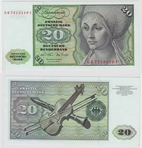 T147804 Banknote 20 DM Deutsche Mark Ro. 271a Schein 2.Jan. 1970 KN GB 7215110 Y