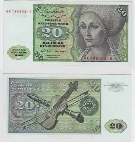 T147799 Banknote 20 DM Deutsche Mark Ro. 271a Schein 2.Jan. 1970 KN GC 7365624 B