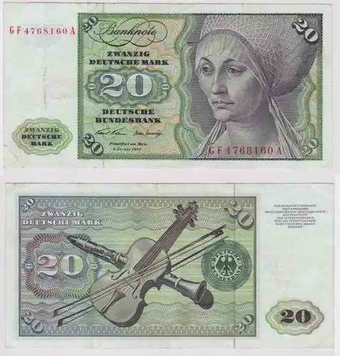 T147798 Banknote 20 DM Deutsche Mark Ro. 271b Schein 2.Jan. 1970 KN GF 4768160 A