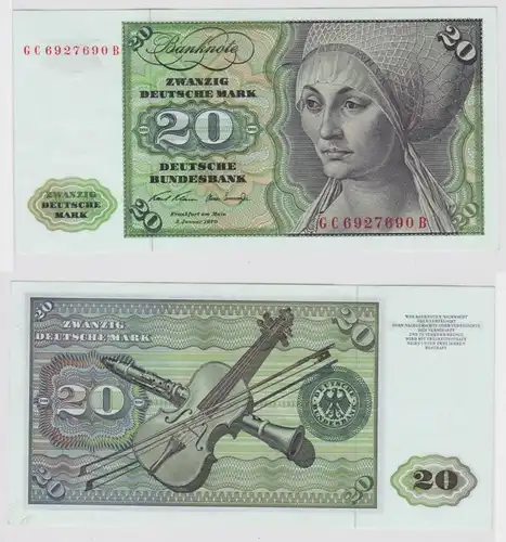 T147796 Banknote 20 DM Deutsche Mark Ro. 271a Schein 2.Jan. 1970 KN GC 6927690 B