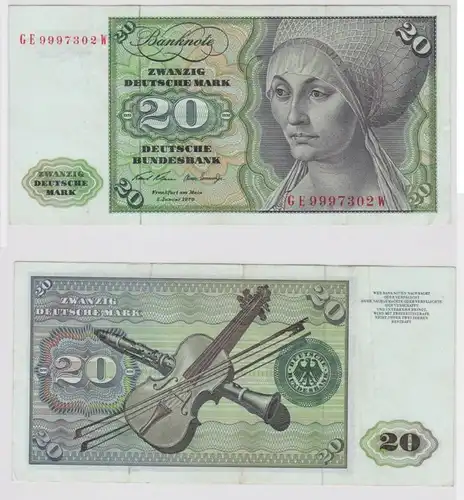 T147790 Banknote 20 DM Deutsche Mark Ro. 271b Schein 2.Jan. 1970 KN GE 9997302 W