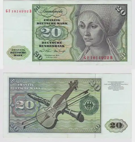 T147788 Banknote 20 DM Deutsche Mark Ro. 271b Schein 2.Jan. 1970 KN GF 1014922 B