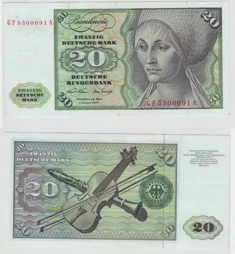T147782 Banknote 20 DM Deutsche Mark Ro. 271b Schein 2.Jan. 1970 KN GF 5300691 A