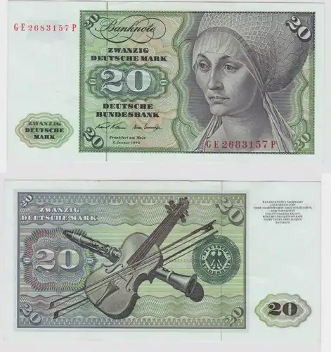 T147780 Banknote 20 DM Deutsche Mark Ro. 271b Schein 2.Jan. 1970 KN GE 2683157 P