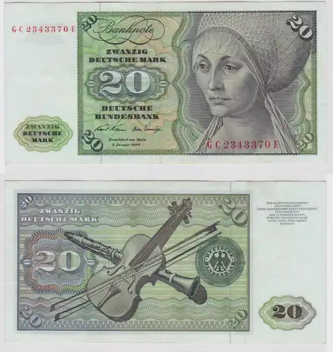 T147779 Banknote 20 DM Deutsche Mark Ro. 271a Schein 2.Jan. 1970 KN GC 2343370 E