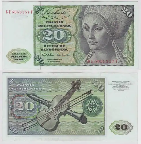 T147764 Banknote 20 DM Deutsche Mark Ro. 271b Schein 2.Jan. 1970 KN GE 5658357 V
