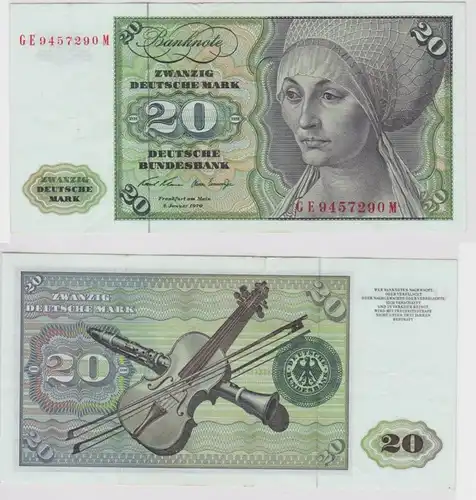 T147763 Banknote 20 DM Deutsche Mark Ro. 271b Schein 2.Jan. 1970 KN GE 9457290 M
