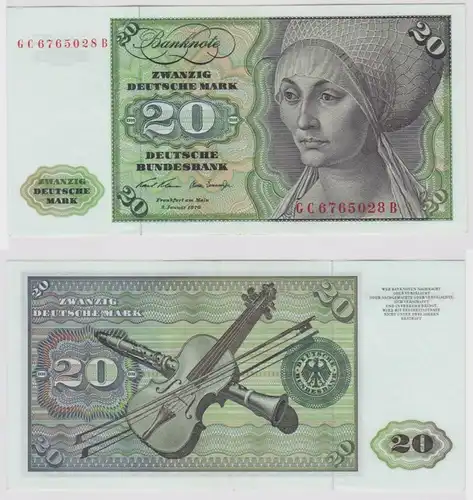 T147760 Banknote 20 DM Deutsche Mark Ro. 271a Schein 2.Jan. 1970 KN GC 6765028 B