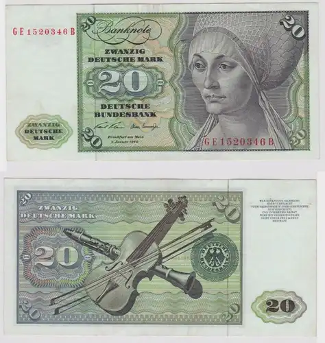 T147757 Banknote 20 DM Deutsche Mark Ro. 271b Schein 2.Jan. 1970 KN GE 1520346 B