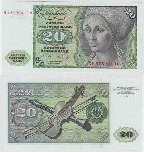 T147756 Banknote 20 DM Deutsche Mark Ro. 271b Schein 2.Jan. 1970 KN GE 8750840 Q