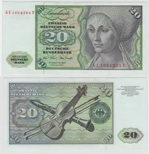 T147749 Banknote 20 DM Deutsche Mark Ro. 271b Schein 2.Jan. 1970 KN GE 1084264 V