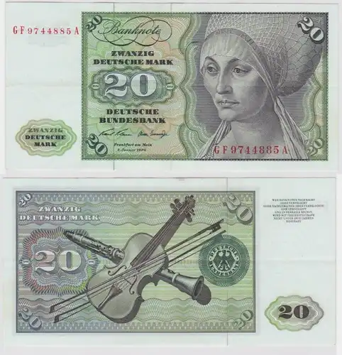 T147748 Banknote 20 DM Deutsche Mark Ro. 271b Schein 2.Jan. 1970 KN GF 9744885 A