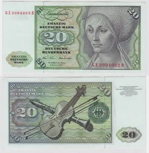 T147747 Banknote 20 DM Deutsche Mark Ro. 271b Schein 2.Jan. 1970 KN GE 2094082 R