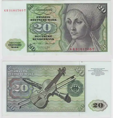 T147743 Banknote 20 DM Deutsche Mark Ro. 271a Schein 2.Jan. 1970 KN GB 3101705 T