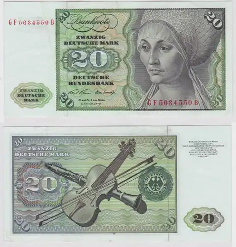 T147733 Banknote 20 DM Deutsche Mark Ro. 271b Schein 2.Jan. 1970 KN GF 5634550 B