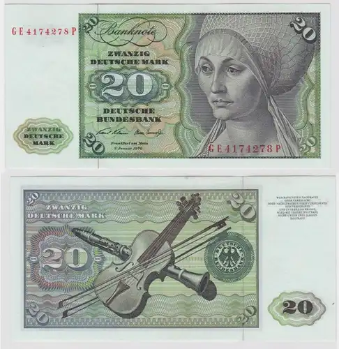 T147732 Banknote 20 DM Deutsche Mark Ro. 271b Schein 2.Jan. 1970 KN GE 4174278 P