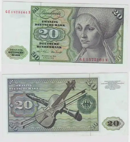 T147719 Banknote 20 DM Deutsche Mark Ro. 271b Schein 2.Jan. 1970 KN GE 1875161 N