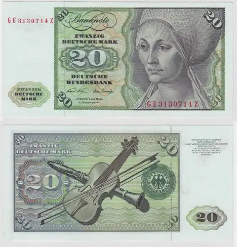 T147718 Banknote 20 DM Deutsche Mark Ro. 271b Schein 2.Jan. 1970 KN GE 3130714 Z