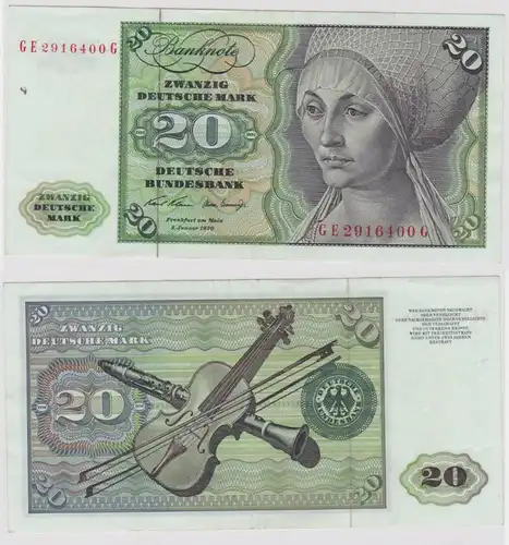 T147712 Banknote 20 DM Deutsche Mark Ro. 271b Schein 2.Jan. 1970 KN GE 2916400 G