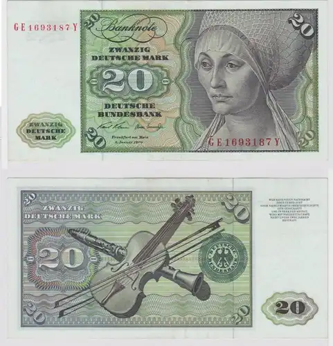 T147703 Banknote 20 DM Deutsche Mark Ro. 271b Schein 2.Jan. 1970 KN GE 1693187 Y