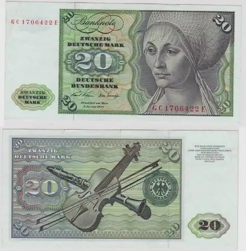 T147698 Banknote 20 DM Deutsche Mark Ro. 271a Schein 2.Jan. 1970 KN GC 1706422 E