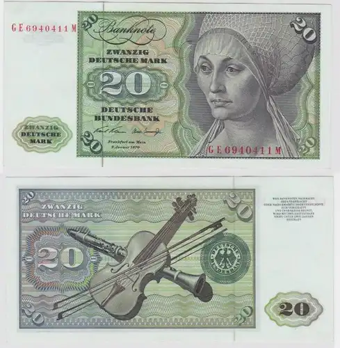 T147697 Banknote 20 DM Deutsche Mark Ro. 271b Schein 2.Jan. 1970 KN GE 6940411 M