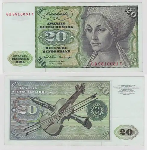 T147696 Banknote 20 DM Deutsche Mark Ro. 271a Schein 2.Jan. 1970 KN GB 9810081 Y