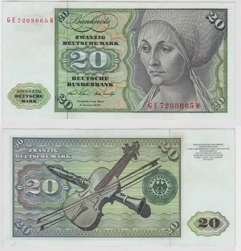 T147695 Banknote 20 DM Deutsche Mark Ro. 271b Schein 2.Jan. 1970 KN GE 7208665 W