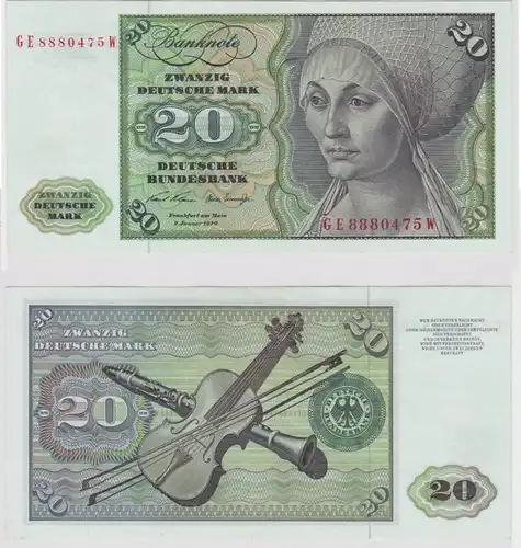 T147691 Banknote 20 DM Deutsche Mark Ro. 271b Schein 2.Jan. 1970 KN GE 8880475 W