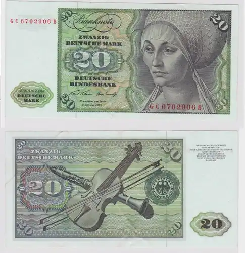 T147688 Banknote 20 DM Deutsche Mark Ro. 271a Schein 2.Jan. 1970 KN GC 6702906 B
