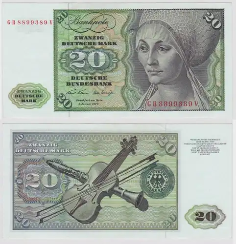 T147687 Banknote 20 DM Deutsche Mark Ro. 271a Schein 2.Jan. 1970 KN GB 8899389 V