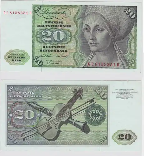 T147682 Banknote 20 DM Deutsche Mark Ro. 271a Schein 2.Jan. 1970 KN GC 8158351 B