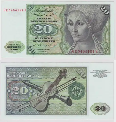 T147681 Banknote 20 DM Deutsche Mark Ro. 271b Schein 2.Jan. 1970 KN GE 5494184 V