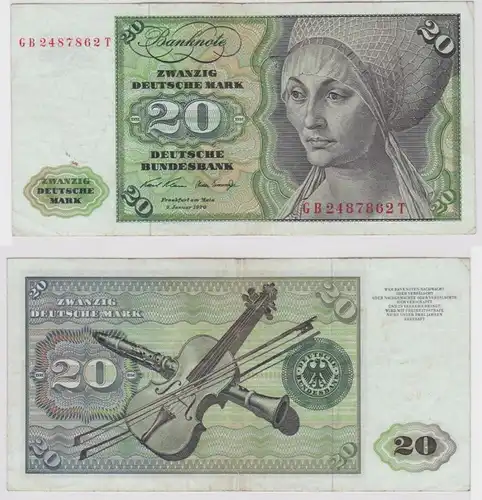 T147674 Banknote 20 DM Deutsche Mark Ro. 271a Schein 2.Jan. 1970 KN GB 2487862 T