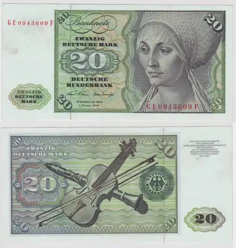 T147662 Banknote 20 DM Deutsche Mark Ro. 271b Schein 2.Jan. 1970 KN GE 0943609 F