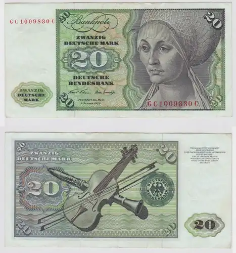 T147658 Banknote 20 DM Deutsche Mark Ro. 271a Schein 2.Jan. 1970 KN GC 1009830 C