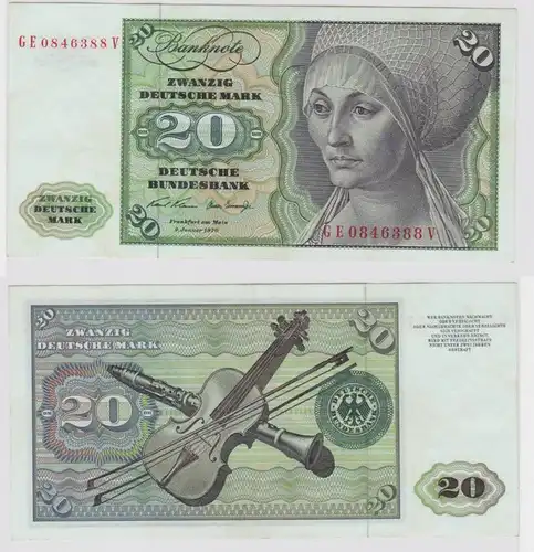 T147657 Banknote 20 DM Deutsche Mark Ro. 271b Schein 2.Jan. 1970 KN GE 0846388 V