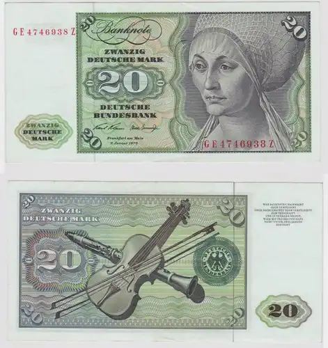 T147651 Banknote 20 DM Deutsche Mark Ro. 271b Schein 2.Jan. 1970 KN GE 4746938 Z