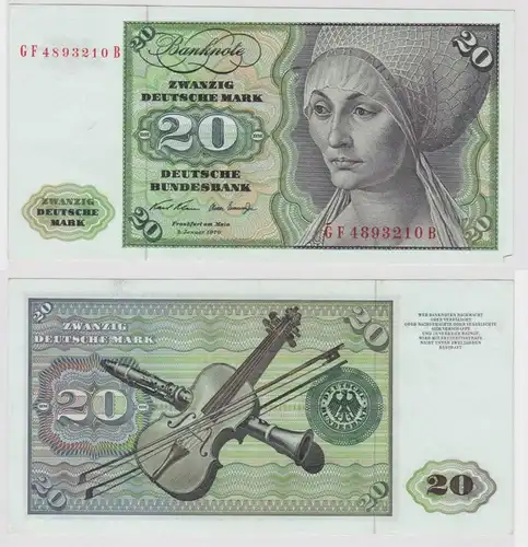 T147650 Banknote 20 DM Deutsche Mark Ro. 271b Schein 2.Jan. 1970 KN GF 4893210 B
