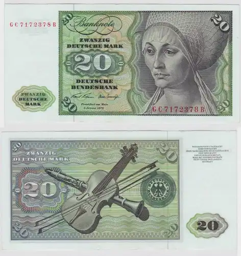 T147647 Banknote 20 DM Deutsche Mark Ro. 271a Schein 2.Jan. 1970 KN GC 7172378 B