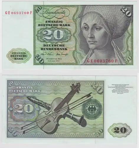 T147635 Banknote 20 DM Deutsche Mark Ro. 271b Schein 2.Jan. 1970 KN GE 0693760 F