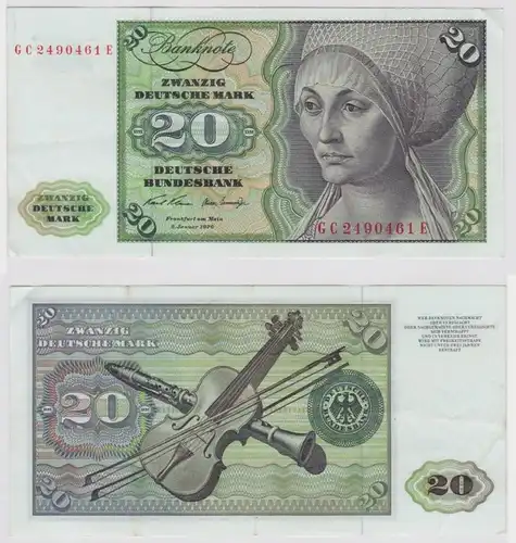 T147626 Banknote 20 DM Deutsche Mark Ro. 271a Schein 2.Jan. 1970 KN GC 2490461 E