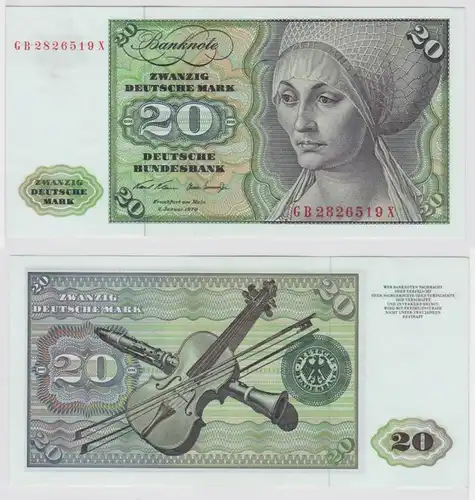 T147624 Banknote 20 DM Deutsche Mark Ro. 271a Schein 2.Jan. 1970 KN GB 2826519 X