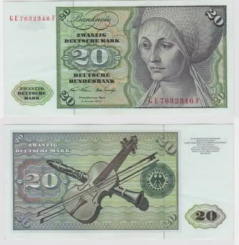 T147623 Banknote 20 DM Deutsche Mark Ro. 271b Schein 2.Jan. 1970 KN GE 7632346 F